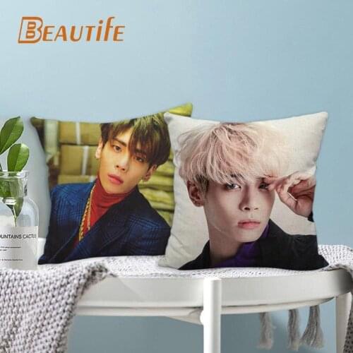 Custom Jonghyun SHINee KPOP Pillowcase Wedding Decorative Cotton Linen Pillow Case For Home Pillow Cover 45X45cm One Side