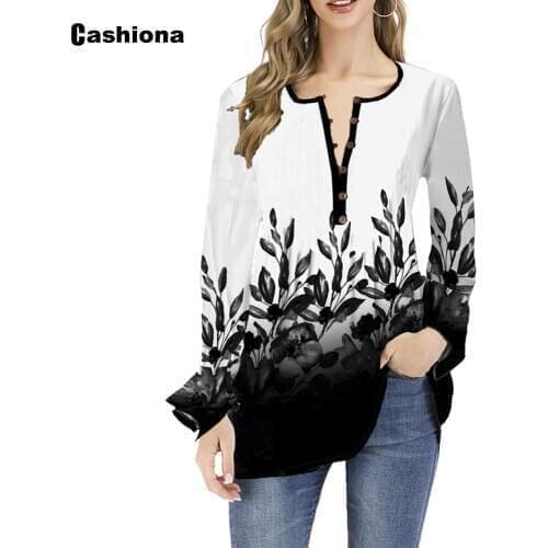 Single-breasted Women Elegant Leisure T-shirt Bohemian Flower Print Shirt Loose Plus size 5xl Femme Tops 2020 Summer Tees shirt