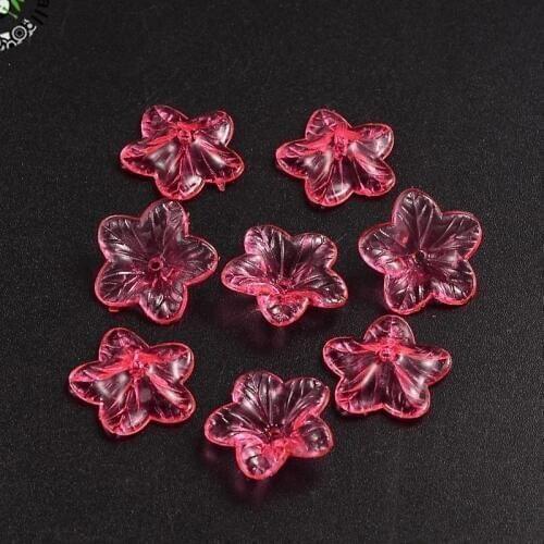 Transparent Acrylic Beads, Flower, Camellia, 17.5x18x5mm, Hole: 1.5mm