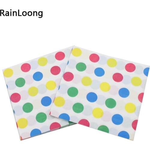 [RainLoong] ColorfulPolka Dot Paper Napkin Para Festas & Party Tissue Supply Party Decoration Paper 33x33cm 5packs (20pcs/pack)