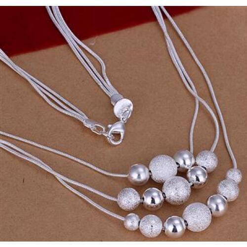 Sales hot! Fashion jewelry N020 three pearl necklace necklace factory price free shipping Silver color item