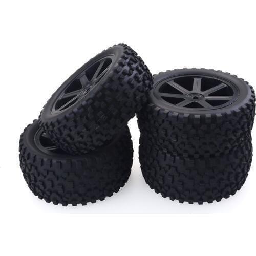 4PCS 1/10 RC Car Rubber Tyres Plastic Wheels for Redcat HSP HPI Hobbyking Traxxas Losi VRX LRP ZD Racing 1/10 Buggy