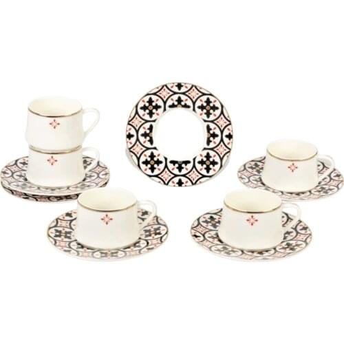 Fine Porcelain Luxury High Quality Turkish Coffee Cup Set of 6 Tea Set Saucer Nordic Teacup Stylish Green Espresso Coffee Mug