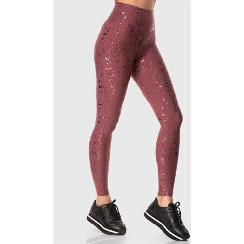 Superstacy High Waist Patterned Burgundy Sports Leggings