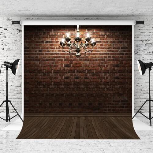 VinylBDS 5X7FT Brick Wood Chandelier3D Baby Photography Backdrop Background Children Studio Backdrop