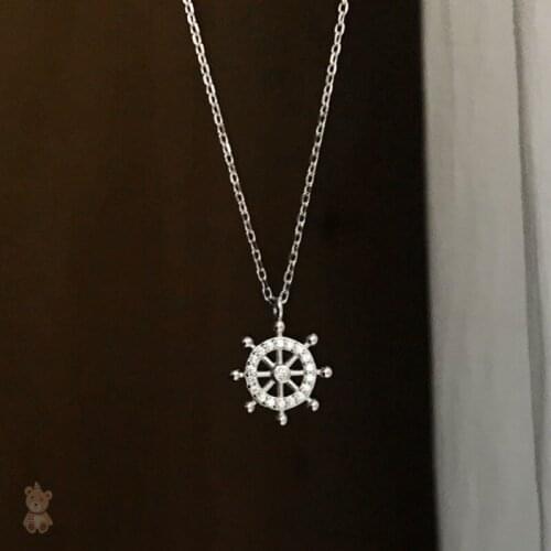 Zircon Rudder Pendant Necklace For Women Astrolabe Clavicle Chain Geometry Design Meaningful Female Girls Birthday Jewelry Gifts