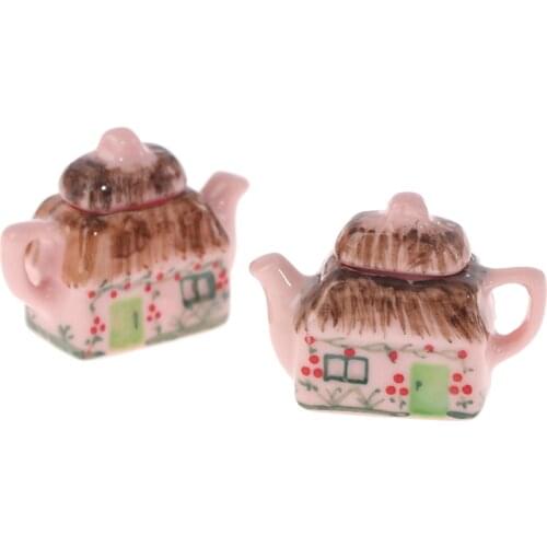 1Pcs 1/12 Miniature Dollhouse Ceramic Water Kettle Accessories Doll house Miniatures Accessories Decorative