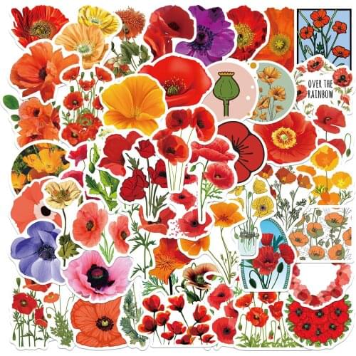 10/50PCS Mixed Pretty Flowers Stickers DIY Bike Travel Luggage Guitar Laptop Cool Graffiti Sticker Decals Classic Kids Toys