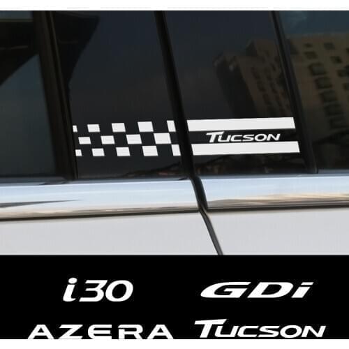 2PCS Car B Pillars Stickers For Hyundai Elantra Accent Tucson i40 i30 i10 i20 Veloster IX35 IX20 Solaris Genesis Santafe Sonata