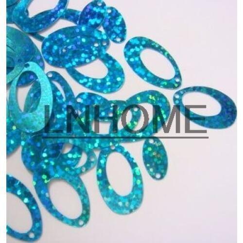 400pcs 14*22mm Hollow Egg Drop Oval Shape Sequins Double Eggs Crafts Sewing ,Women Kids Diy Garment Accessories Laser Light Blue