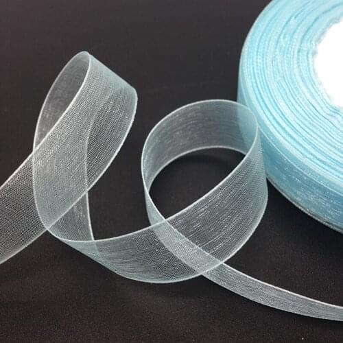 50 Yards/Roll 5/8" 15mm Light blue Organza Ribbon Bow Wedding Decoration Lace Crafts