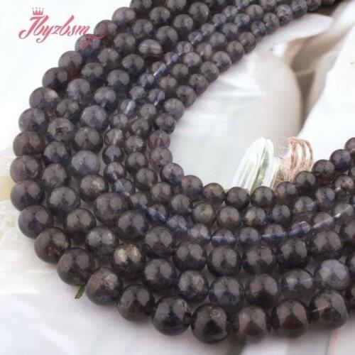 6.8mm Round Natural Stone AA Genuine Blue Cordierite Loose Beads Spacer Beads for DIY Women Jewelry Making Necklace Bracelet 15"