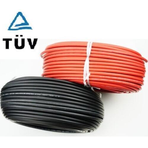 ALLMEJORES Solar PV cable Red blak cable for solar panel system 1500v 4mm2 /6mm2 (12/10AWG )TUV UL approval 10m/Roll