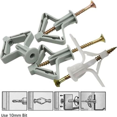 50pcs Plastic Toggle anchor With m4 screw Curtain Gypsum Board hollow wall pipe plug aircraft expansion anchor bolt Accessories