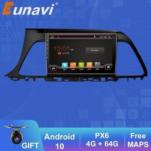Eunavi 2Din Car Radio Android 10 GPS Stereo player For Hyundai Sonata 2015 2016 2017 multimedia navigation tda7851 head unit RDS