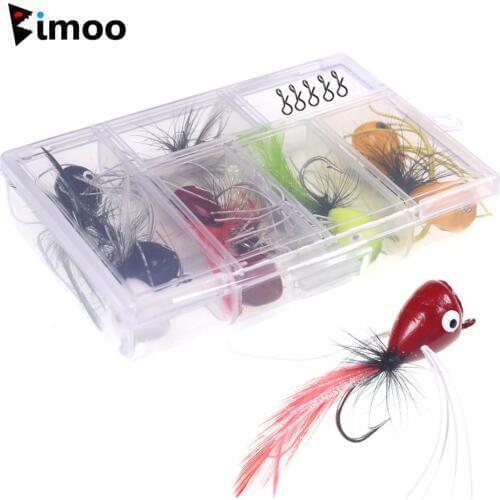 Bimoo 10pcs #2 Fly Fishing Poppers Floatable Popper Lure For Bluegill Bass Fishing White Red Black Chartreuse Orange