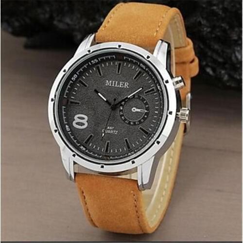MILER Men Watches Fashion Military Sports Watches Leather Band Quartz Wristwatches Mens Watches horloge heren relogio masculino