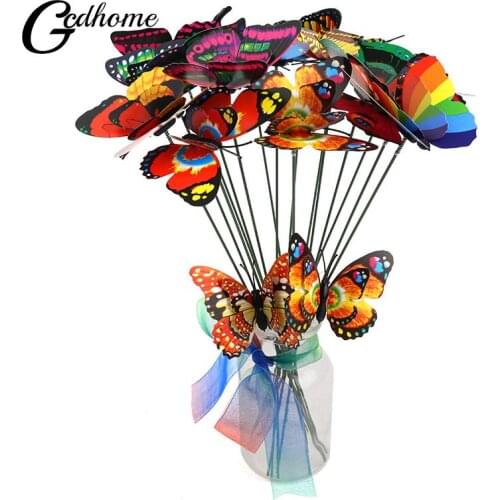 5/10 Colorful Single Double-layer Design Simulation Butterfly Pin Outdoor Decor Flower Pots Decoration