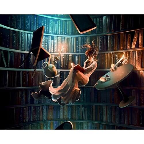 DIY Painting By Numbers Weightless Library Kit Oil Picture By Numbers Girl Wall Art Canvas Painting Home Decoration Gift