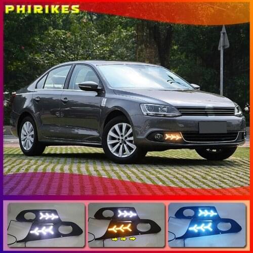 1 Set DRL Daytime Running Lights Daylight ABS Fog Lamp Cover 12v LED For Volkswagen VW Jetta Sagitar 2012 2013 2014