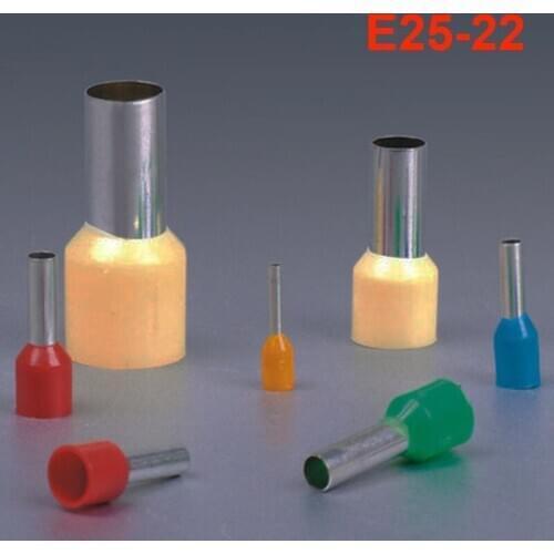 E25-22 Ferrule Terminal Cord End Terminal 200pcs AWG4 25mm Copper Brass Wire Copper Insulated Crimp Pin Connector Terminals