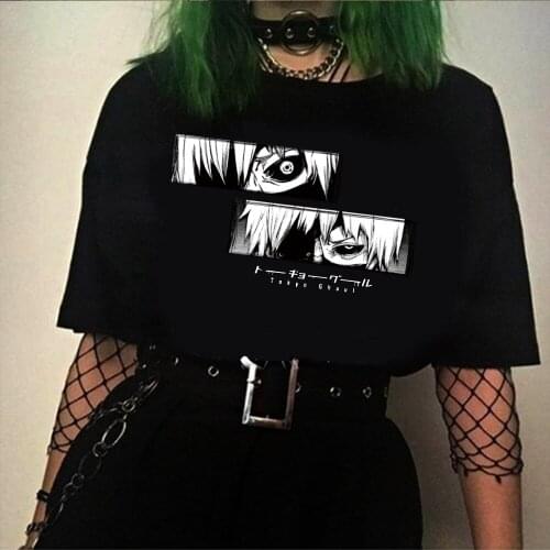 Anime Tokyo Ghoul Ken Kaneki Eyes Printed Short Sleeve T Shirt Men Women Tops