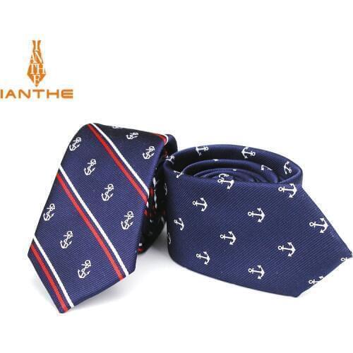 Luxury Mens Anchor Woven Pattern Ties for Mens Slim Neckties Polyester Jacquard Skinny Neck Tie Wedding Corbata Gravata Ties