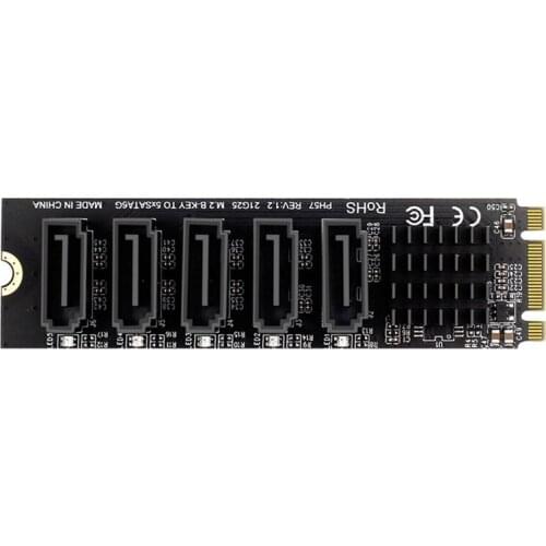 NEW-M.2 NGFF B-Key Sata to SATA 3 5 Port Expansion Card 6Gbps Expansion Card JMB585 Chipset Support SSD and HDD