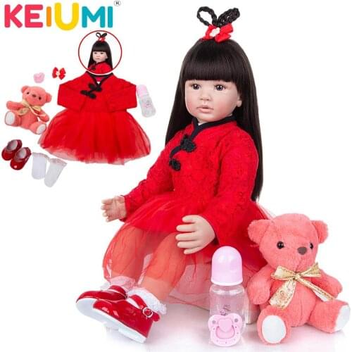 KEIUMI Lifelike 24 Inch As Princess Toddler Baby Reborn Doll Toys Baby Doll Girl Birthday Gifts Present Children Playmates