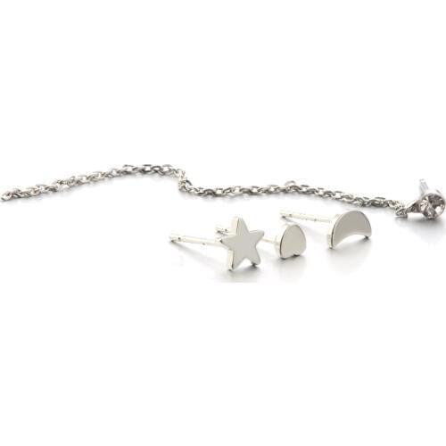 Set) Personality Multi-element Stars Moon Peach Heart Set Womens Earrings Wholesale Sales Punk 2017 New Fashion Earrings