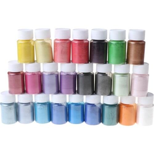 24 Colors Cosmetic Grade Pearlescent Natural Mica Mineral Powder Epoxy Resin Dye Pearl Pigment DIY Jewelry Crafts Making