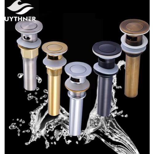 Brass Basin Sink Pop Up Drain Brass Drain Plug Gold Bathroom Sink Pop up Drain With and Without Overflow