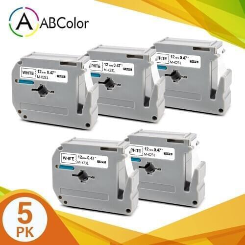 5PK MK-231 Compatible For Brother Printer Label Tape MK 231 MK-231 mk231 12mm Black on White For Brother P touch Label Maker