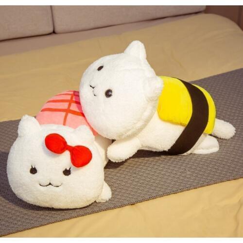 Hot 1pc 45cm Kawaii Lying Sushi Cat Plush Toys Stuffed Cute Doll Lovely Animal Pillow Soft Cartoon Cushion Kids Christmas Gift