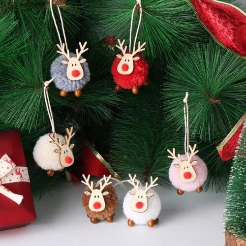 Cute Cloth Plush Deer Pendant Christmas Tree Decor Hanging Ornaments Christmas Decoration Xmas New Year Xmas Party Decor