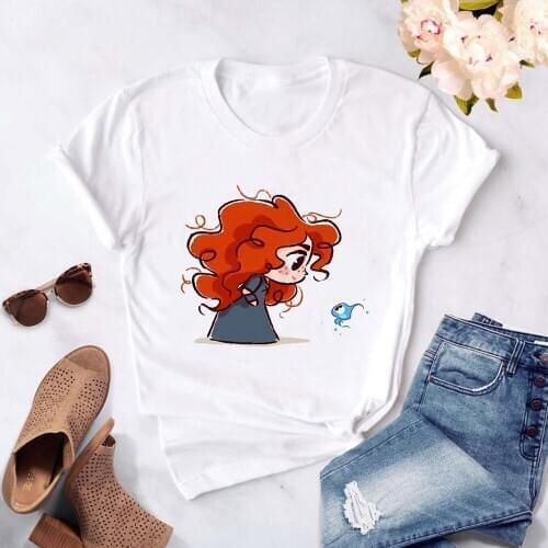 Cute Top Tees Female Fashion Princess Merida Brave Harajuku T Shirt Women Graphic Ullzang Funny T-shirt Cartoon Girls Tshirt