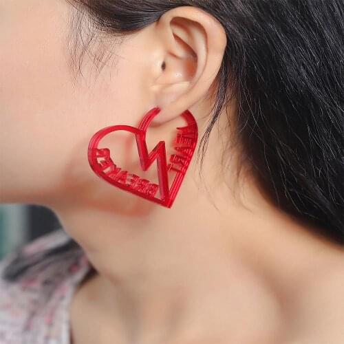 Cute Red Lightning Broken Heart Earrings for Women Girl Acrylic Drop Earring Wedding Party Jewelry brincos Birthday Gift