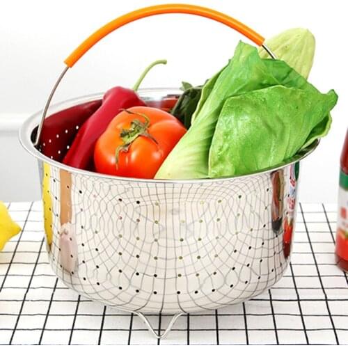 Multifunction Steam Basket Steamer For Rice Cooker Durable Vegetable Food Steaming Utensils Fruit Washing Basket Stainless Steel