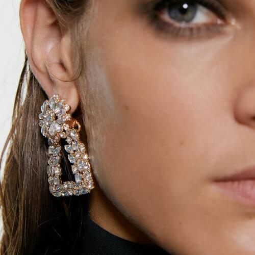 Fashion Crystal Earrings Rhinestone Tredy Earrings for Women Red/colorful Dangle Drop Stud Earrings Party Club Jewelry Accessory