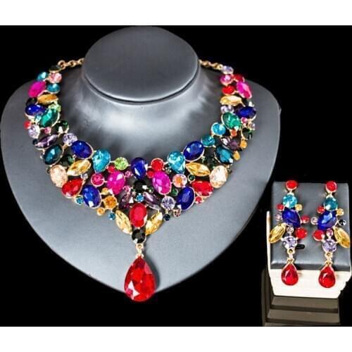 Fahion Jewelry Chunky Necklace Earrings Set Women Exaggerated Necklace Punk Collar Female Accessories