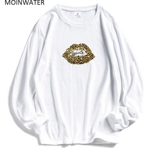 MOINWATER New Women Long Sleeve T shirts Lady White Black Cotton Tops Female Soft Casual Tees Womens T-shirt MLT1902