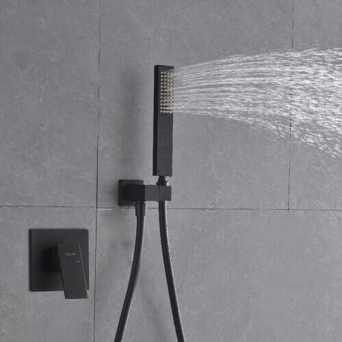 Black / Chrome Wall mounted Brass bathroom shower faucet set Cold and hot water faucet control valve Handheld shower head set