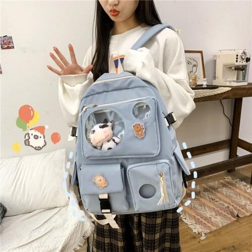 Nylon School Bag for Teen Girls College Bookbag Student Backpack Bag New Lovely Woman Backpack High Quality Waterproof