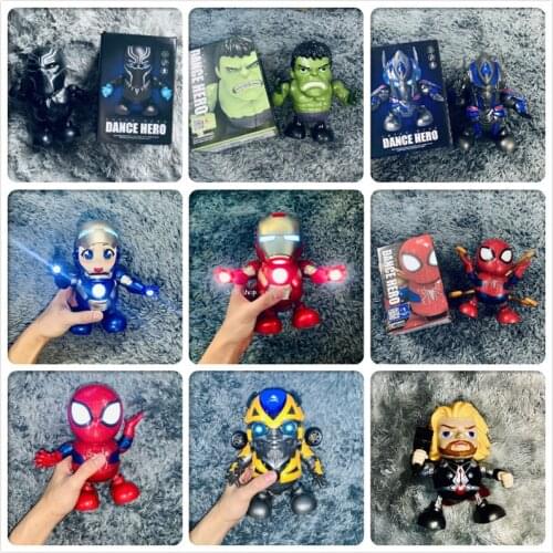 Original Disney Dancing Iron Man Spider-man Hulk Figures Action Music Shiny Electronic Marvel Superhero Kids Girls Birthday Toys
