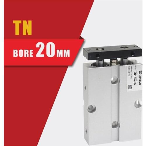 Pneumatic Cylinder Double Rod TN20 Bore Cylinder 5/10/15/20/25/30/35/40/50/60/70/80/90/100/125/150mm Stroke Aluminum Alloy