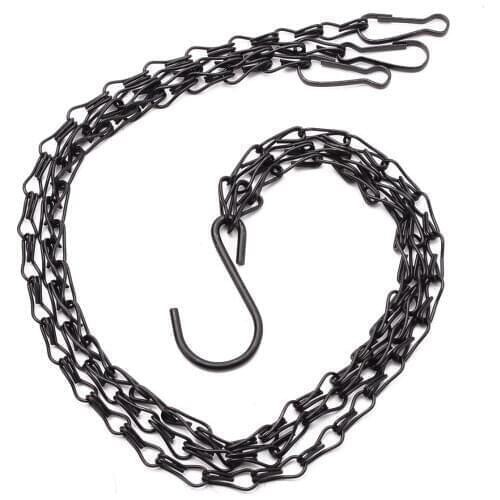50cm Flower Plant Pot Basket Holder Hanging Chain with S-shape Hook Black Garden Supplies