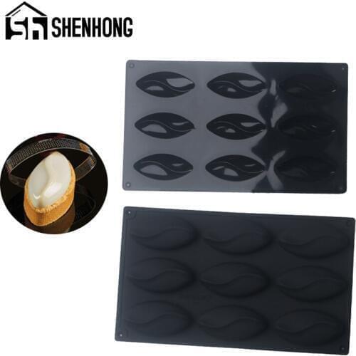 SHENHONG 9 Cavity Silicone Jelly French Dessert Chocolate Pastry Tools Baking Tool Oval Cake Mold Mousse Moulds Egg Tart Ring