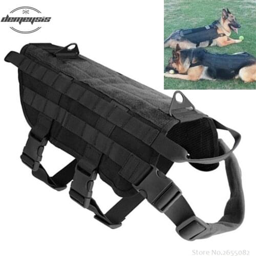 K9 Tactical Military 1000D Nylon Molle System Dog Training Dog Harness Hunting Dog Vest Clothes S-XL