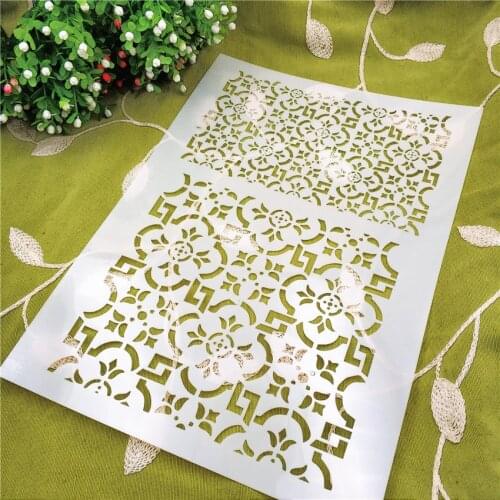 21*29.5 Ground grid scrapbook stencils spray plastic mold shield DIY cake hollow Embellishment printing lace ruler Easter