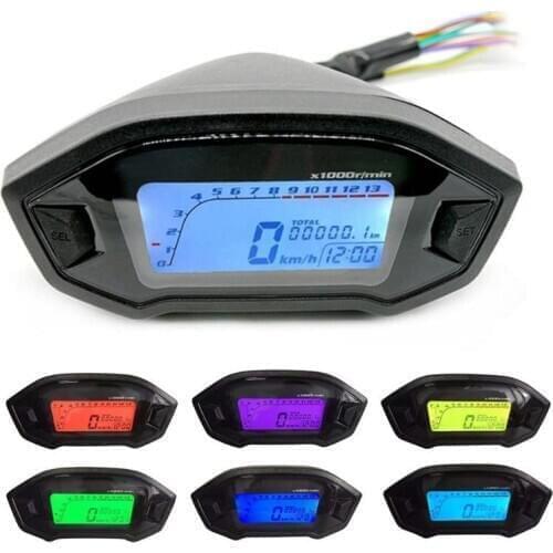 Universal Motorcycle LCD Digital Speedometer Odometer Backlight Motorbike for 2,4 Cylinders 1300r/min